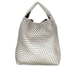 Silver Woven Tote Bag